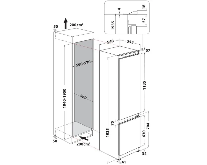 WHIRLPOOL WNBB20SC22R ugradni frižider  Slika 8