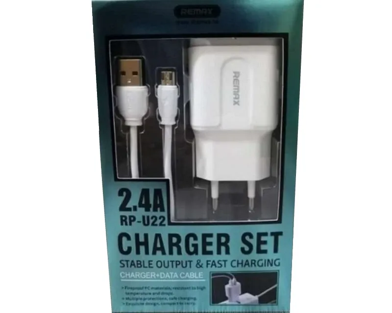 REMAX Strujni FAST punjač 2,4A 2x USB+ TIP C kabl 1m beli Slika 1