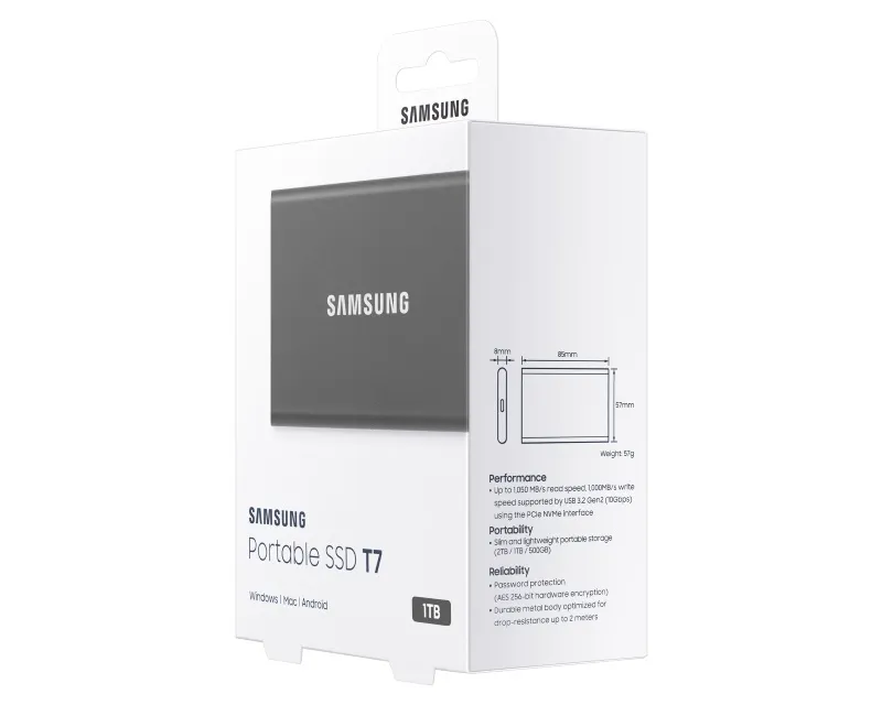 SAMSUNG Portable T7 1TB sivi eksterni SSD MU-PC1T0T  Slika 8