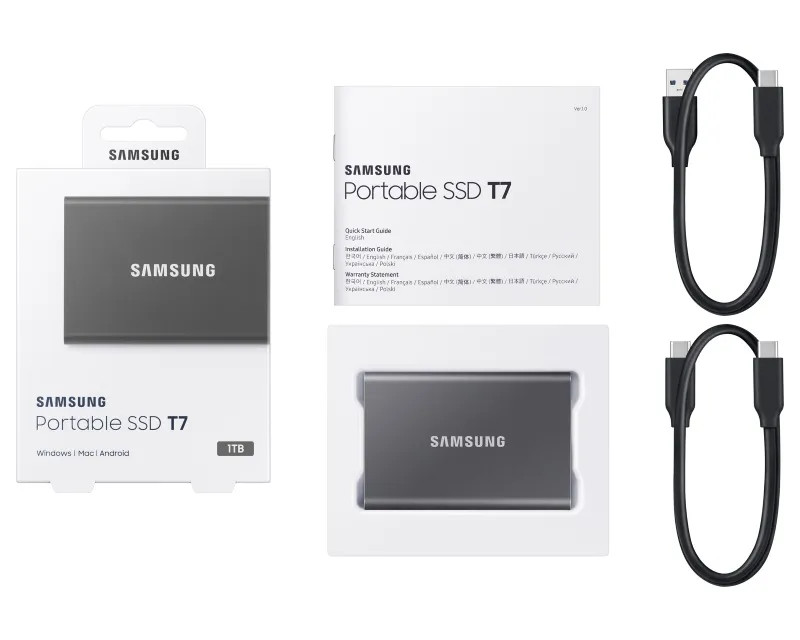 SAMSUNG Portable T7 1TB sivi eksterni SSD MU-PC1T0T  Slika 9