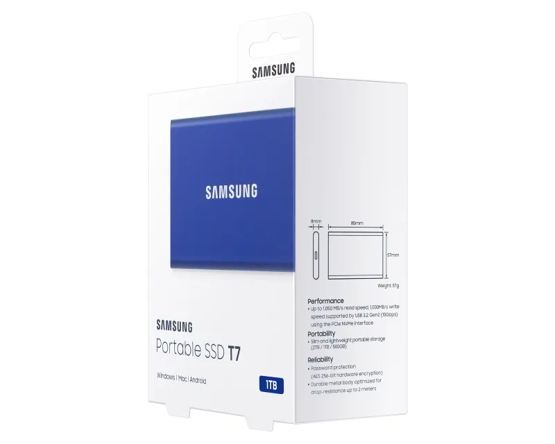 SAMSUNG Portable T7 1TB plavi eksterni SSD MU-PC1T0H  Slika 8