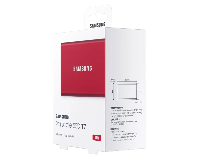 SAMSUNG Portable T7 1TB crveni eksterni SSD MU-PC1T0R  Slika 8