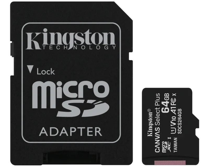 KINGSTON Memorijska kartica A1 MicroSDXC 64GB 100R class 10 SDCS2/64GB + adapter 