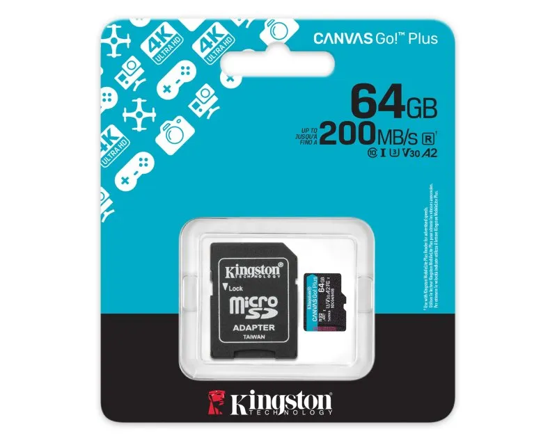 KINGSTON Memorijska kartica U3 V30 microSDXC 64GB Canvas Go Plus 200MB/s A2 + adapter SDCG4/64GB Slika 3