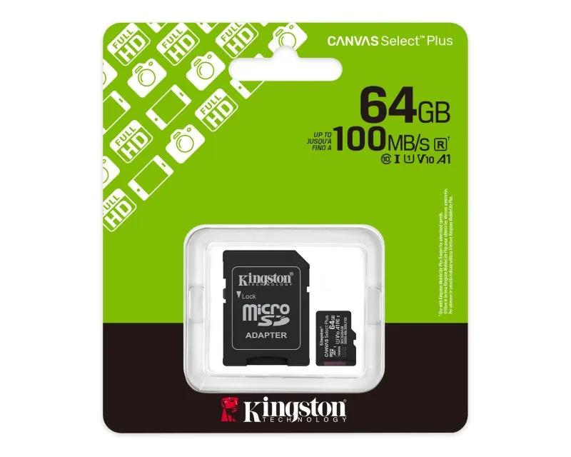 KINGSTON Memorijska kartica U1 V10 SDXC 64GB Canvas Select Plus G3 150R SDCS3/64GB + adapter Slika 3