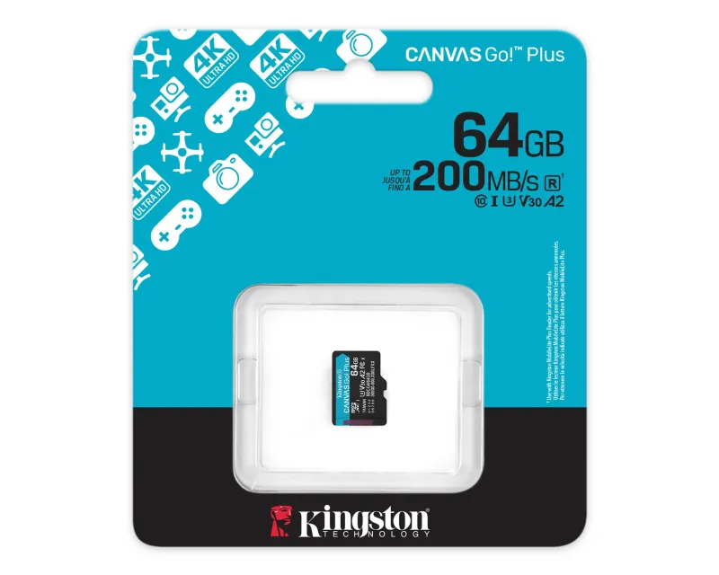 KINGSTON Memorijska kartica U3 V30 microSDXC 64GB Canvas Go Plus 200MB/s A2 SDCG4/64GBSP Slika 3