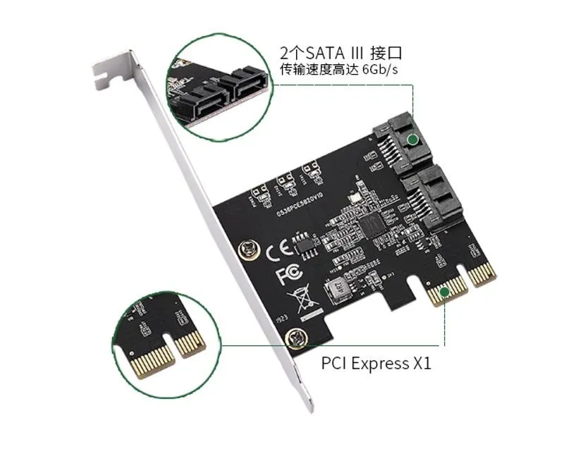 E-GREEN PCI-Express kontroler 2-port SATA III int. Kartica JMB582 Chipset Slika 2