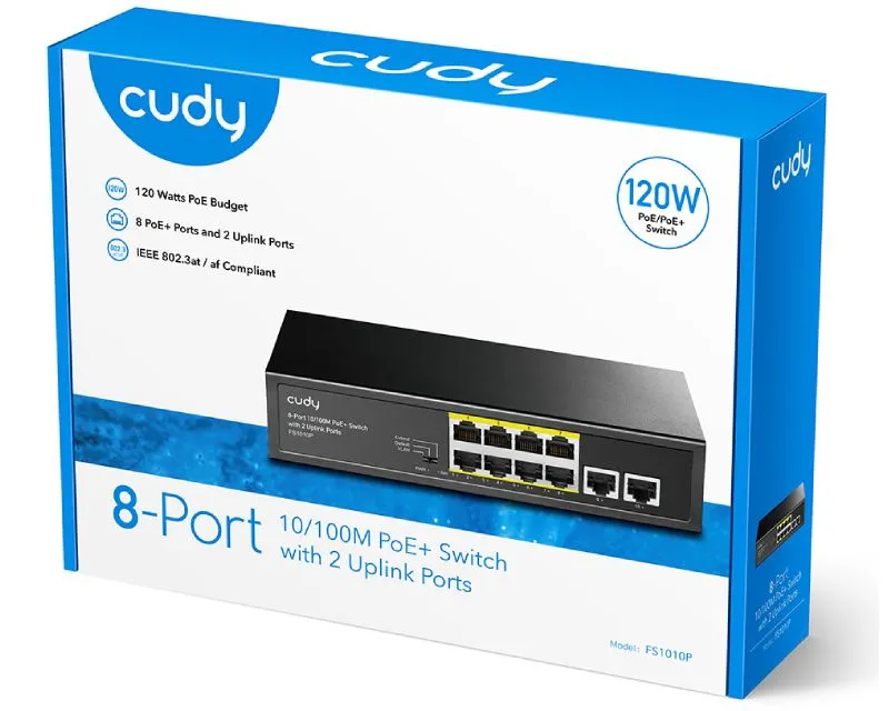 CUDY FS1010P 8-Port 10/100M PoE+ Switch with 2 Uplink Ports  Slika 4