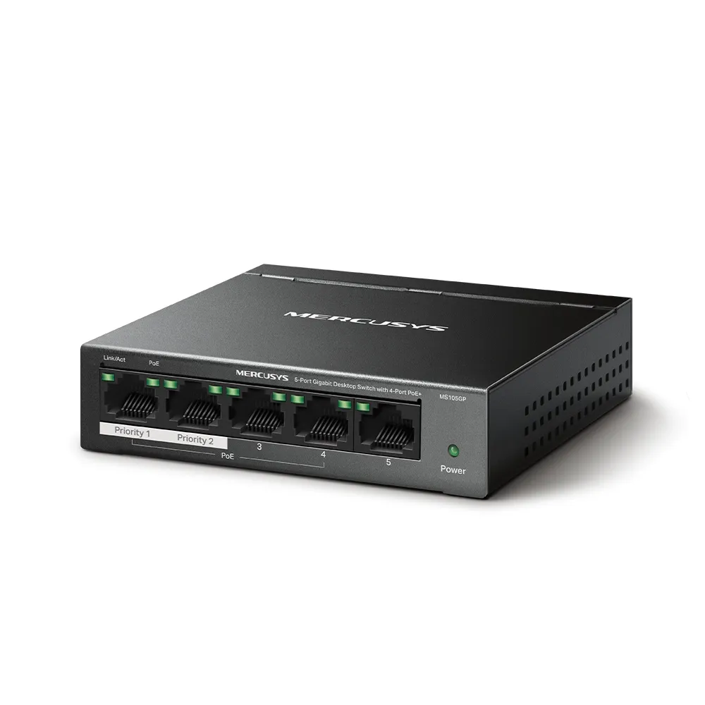 MERCUSYS MS105GP(UN) 5-Port Gigabit Desktop Switch with 4- Port PoE+  Slika 2