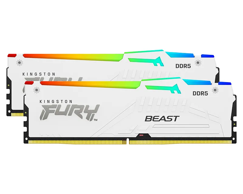KINGSTON DIMM DDR5 64GB (2x32GB kit) 5600MT/s KF556C36BWEAK2-64 Fury Beast RGB White Expo Slika 1