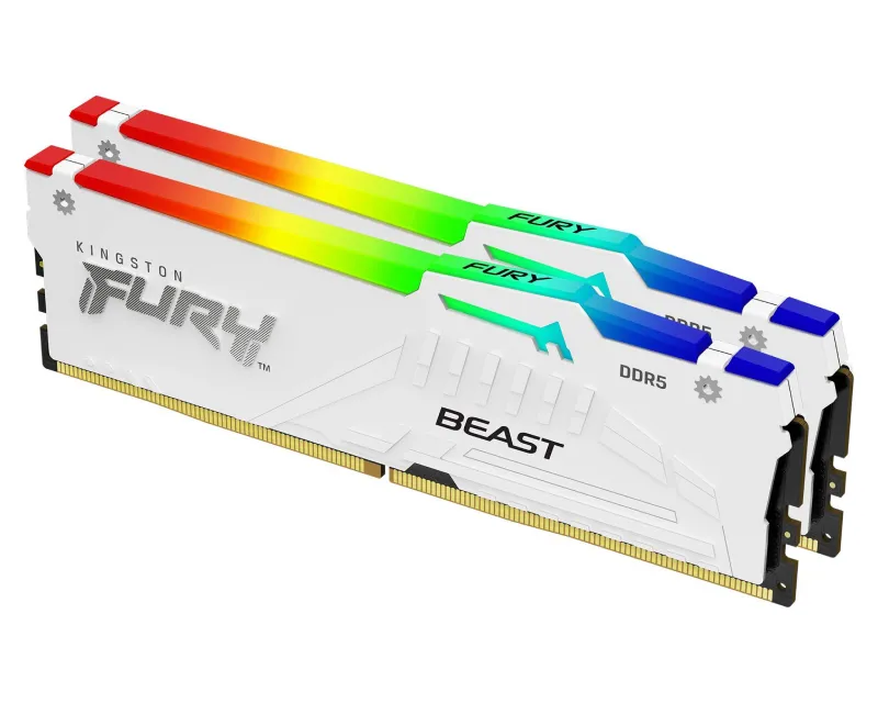 KINGSTON DIMM DDR5 64GB (2x32GB kit) 5200MT/s KF552C40BWAK2-64 Fury Beast RGB White XMP - Slika 2