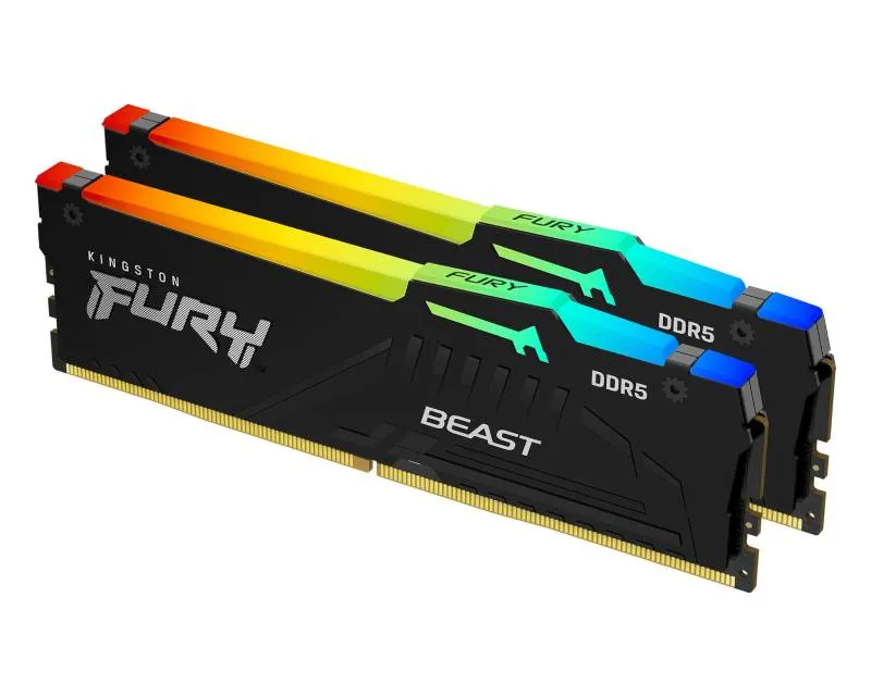KINGSTON DIMM DDR5 64GB (2x32GB kit) 6000MT/s KF560C36BBE2AK2-64 FURY Beast RGB EXPO Slika 1