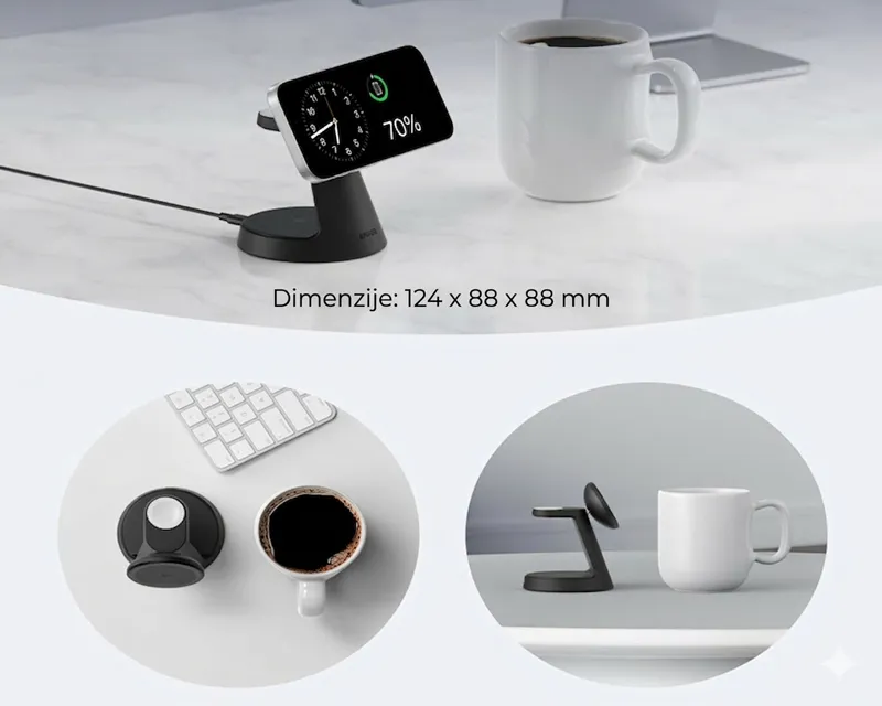ANKER MagGo Bežični Dock Stand 3u1, sa kablovima i zidnim punjačem, crni  Slika 4