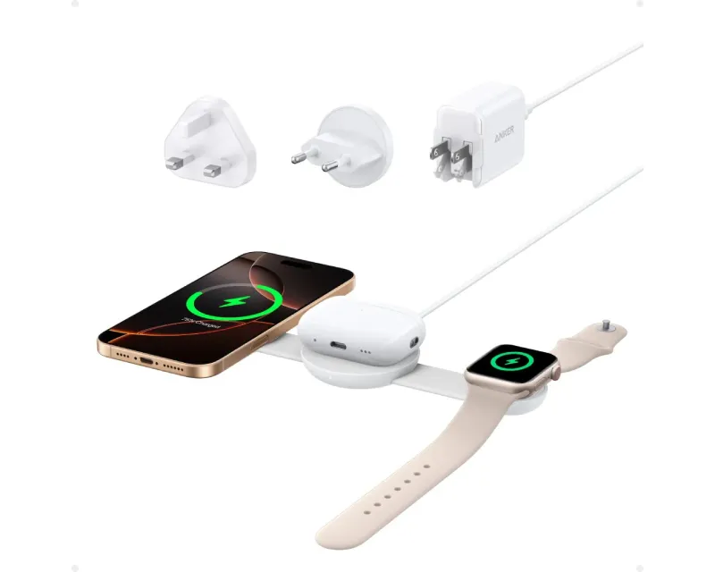 ANKER MagGo Bežični 3u1 sklopivi punjač beli Slika 1