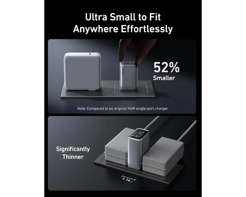 ANKER Prime 100W GaN zidni brzi punjač, 3-porta (2x USB-C i 1x USB-A) srebrni  Slika 4