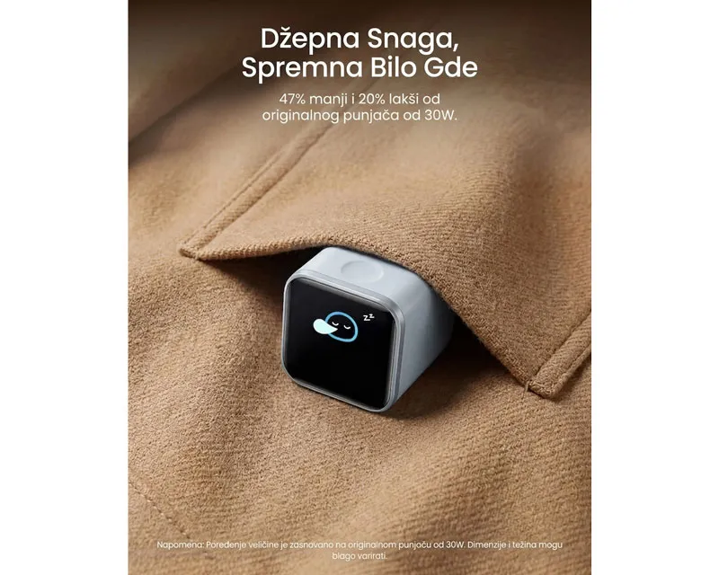 ANKER Nano 45W putni zidni punjač sa ekranom, USB-C port, beli  Slika 6