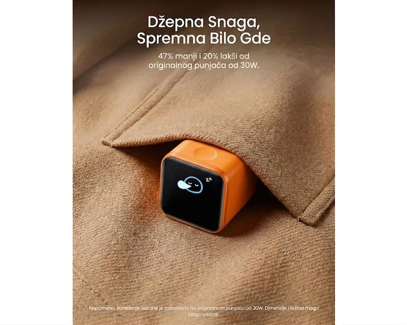 ANKER Nano 45W putni zidni punjač sa ekranom, USB-C port, crni Slika 5