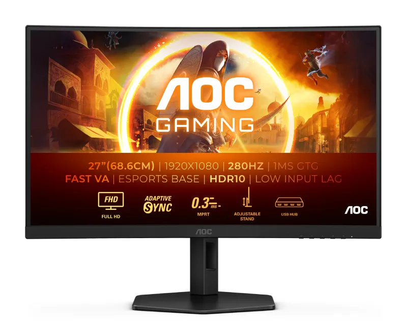 AOC 27 inča C27G4ZXU FHD 1920x1080 Fast VA 280 Hz zakrivljeni gaming monitor Slika 1