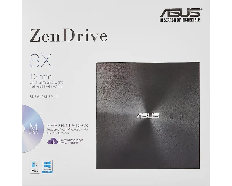 ASUS ZenDrive U7M SDRW-08U7M-U DVD±RW USB eksterni rezač crni Slika 7