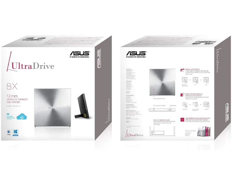 ASUS SDRW-08U5S-U DVD±RW USB eksterni rezač srebrni  Slika 4