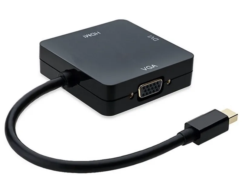 E-GREEN Mini DisplayPort - HDMI + DVI-I Dual Link + VGA D-Sub crni 