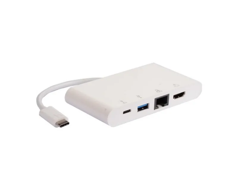 E-GREEN Adapter USB 3.1 tip C (M) - HDMI + USB3.0 + RJ45 + tip C (F) beli  Slika 2