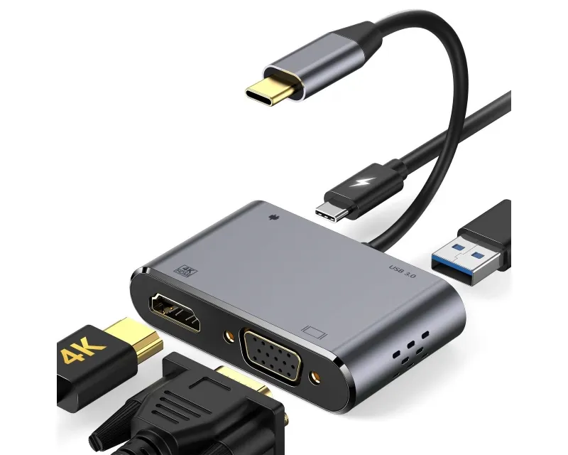 E-GREEN Adapter USB 3.1 Tip C (M) - HDMI+VGA+ 3.0 USB + tip C  Slika 1