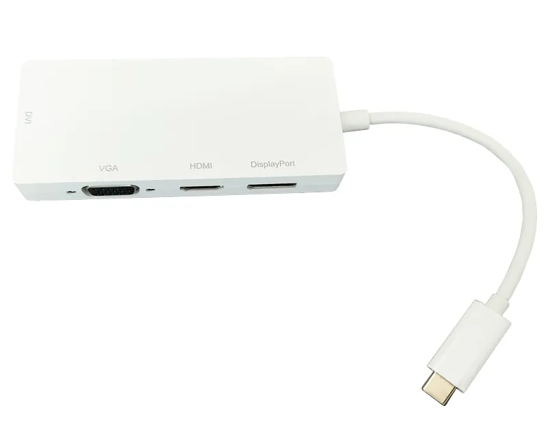 E-GREEN Adapter USB 3.1 tip C (M) - Display Port + HDMI + VGA + DVI (F) beli Slika 2