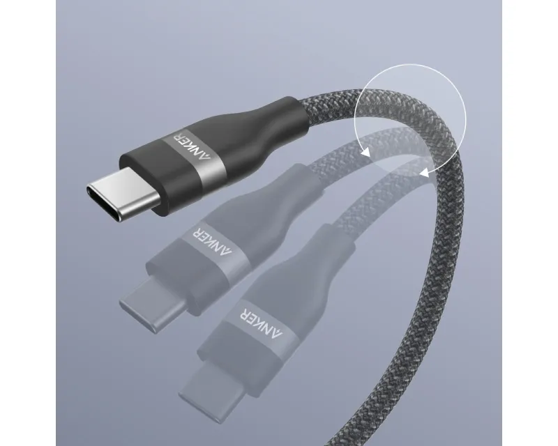 ANKER USB tip-C kabl M/M 1.8m, za Super brzo punjenje 240W/480Mbps, pleteni, crni  Slika 2