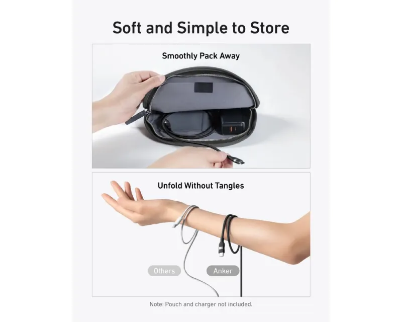 ANKER USB tip-C kabl M/M 0.9m, za Super brzo punjenje 240W/480Mbps, pleteni, crni  Slika 2