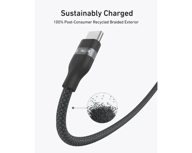 ANKER USB tip-C kabl M/M 0.9m, za Super brzo punjenje 240W/480Mbps, pleteni, crni  Slika 9