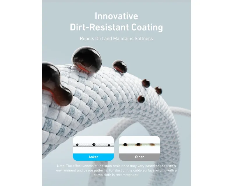 ANKER Zolo USB tip-C kabl M/M 1m, za Apple, super brzo punjenje 240W/480Mbps, pleteni, beli  Slika 2