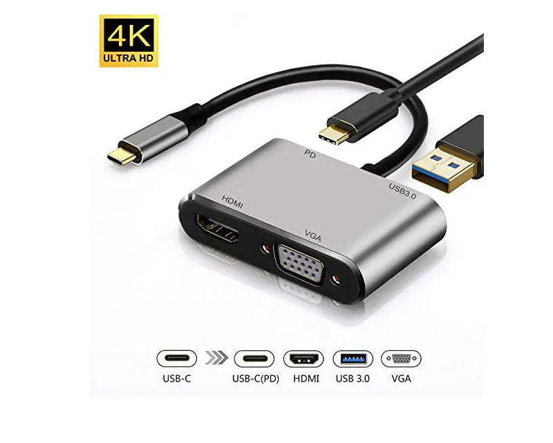 FAST ASIA Adapter-konvertor TIP C na HDMI 4K+VGA+1xUSB 3.0+TIP C Slika 1