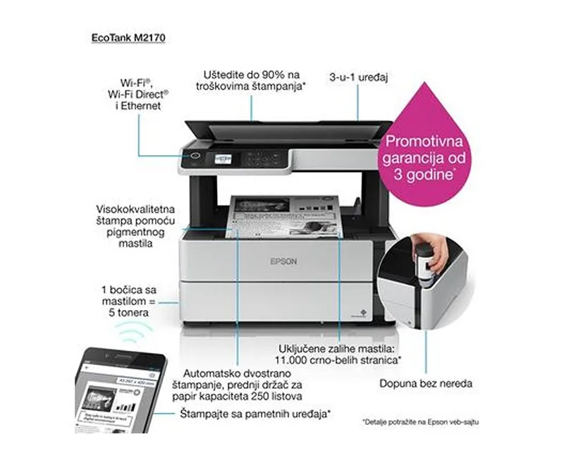 EPSON M2170 EcoTank ITS multifunkcijski inkjet crno-beli štampač  Slika 3