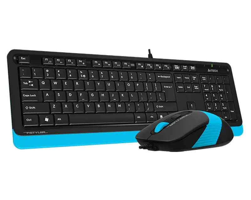 A4 TECH F1010 FSTYLER USB US plava tastatura + USB plavi miš  Slika 3