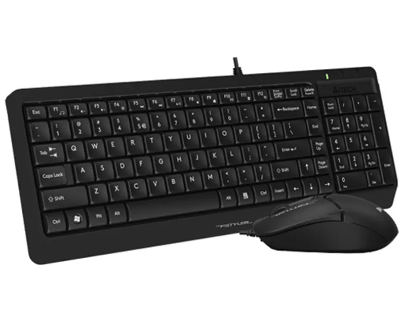 A4 TECH F1512S FSTYLER USB YU crna tastatura + USB crni miš Slika 3