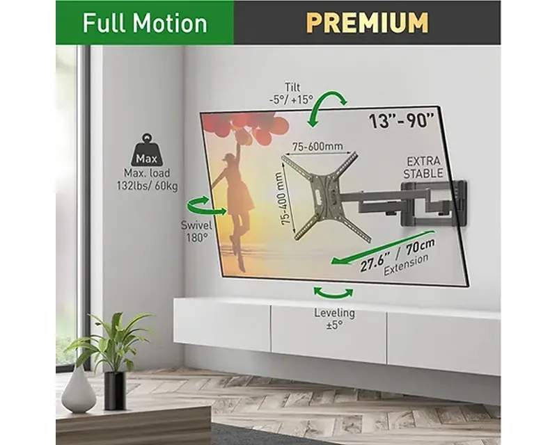 BARKAN BM464L LCD TV zglobni zidni nosač od 13 do 90 inča za ravne i zakrivljene televizore  Slika 4