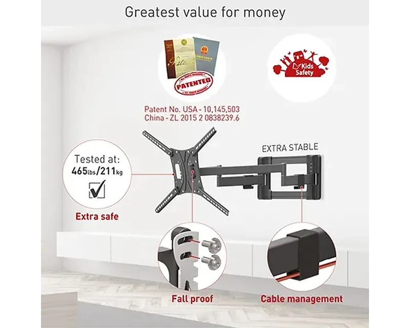 BARKAN BM464L LCD TV zglobni zidni nosač od 13 do 90 inča za ravne i zakrivljene televizore  Slika 5