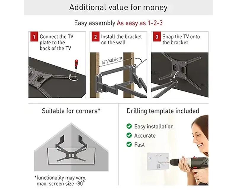BARKAN BM464L LCD TV zglobni zidni nosač od 13 do 90 inča za ravne i zakrivljene televizore  Slika 6