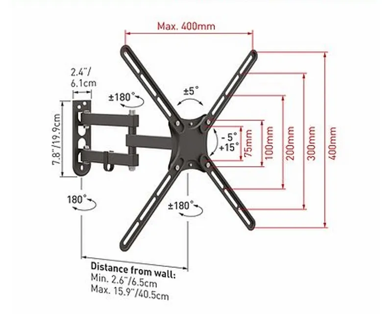 BARKAN E3433 LCD TV zglobni zidni nosač do 65 inča  Slika 2