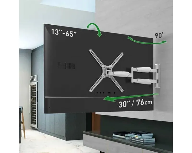 BARKAN BM343XLW LCD TV zglobni zidni nosač do 65 inča beli za ravne i zakrivljene televizore  - Image 2