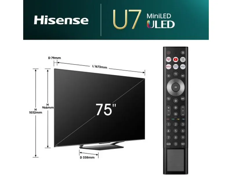 HISENSE 75 inča 75U7NQ ULED Mini-LED 4K UHD Smart TV  Slika 3