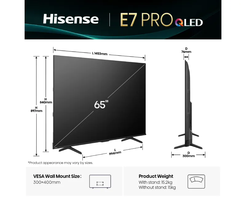 HISENSE 65 inča 65E7Q PRO QLED 4K UHD Smart TV Slika 4