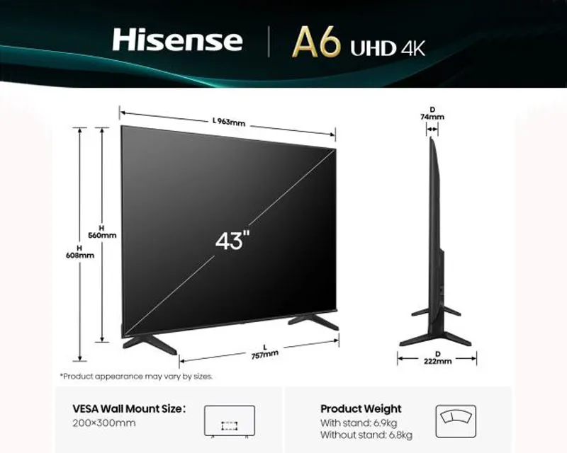 HISENSE 43 inča 43A6Q 4K UHD Smart TV Slika 2