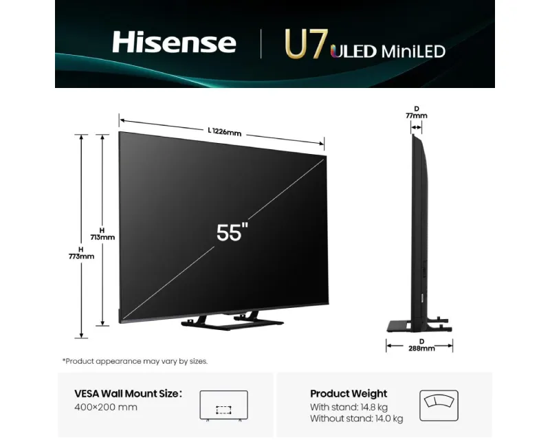 HISENSE 55 inča 55U7Q ULED Mini-LED 4K UHD Smart TV Slika 2