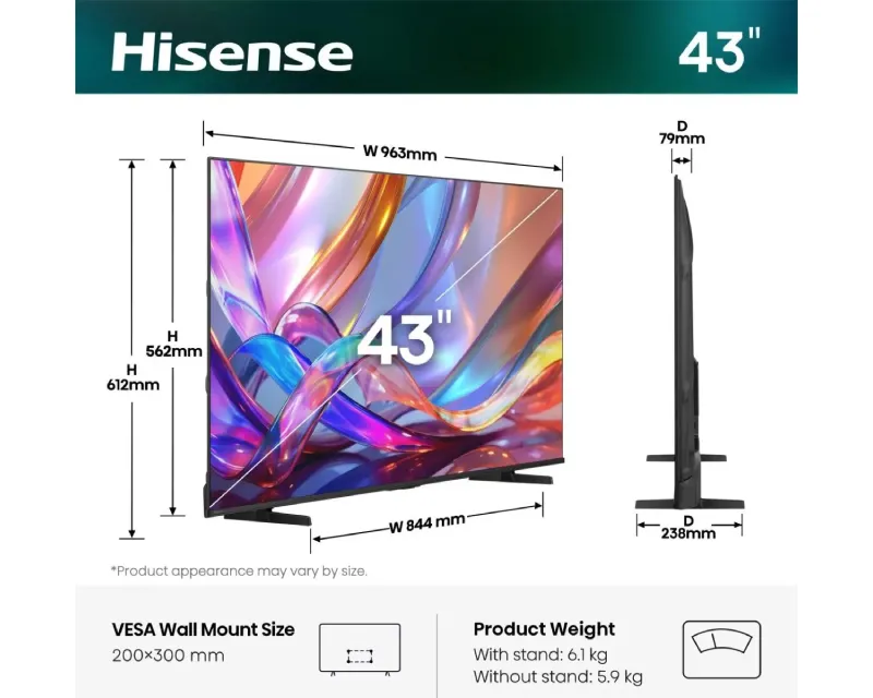 HISENSE 43 inča 43E7S Hi-QLED 4K UHD Smart TV Slika 2