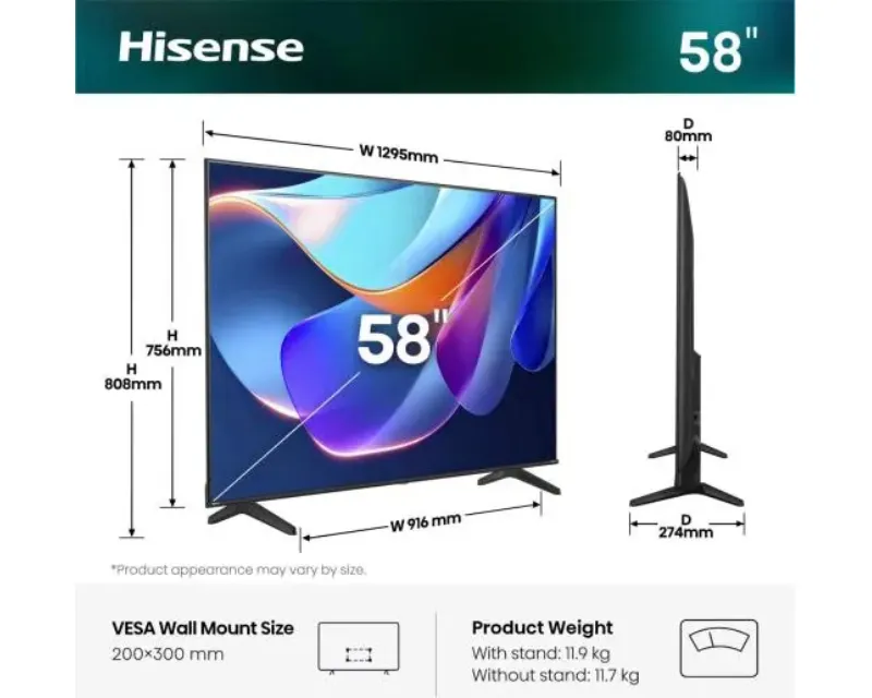HISENSE 58 inča 58A6S 4K UHD LED Smart TV Slika 2