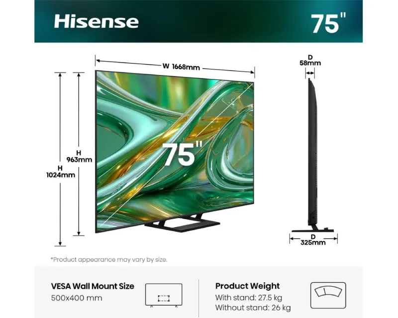 HISENSE 75 inča 75E8S Mini-LED 4K UHD Smart TV Slika 2