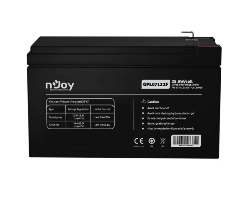 NJOY GPL07122F baterija za UPS 12V 7Ah (BTVACGUOBTF2FCW01B)  Slika 1