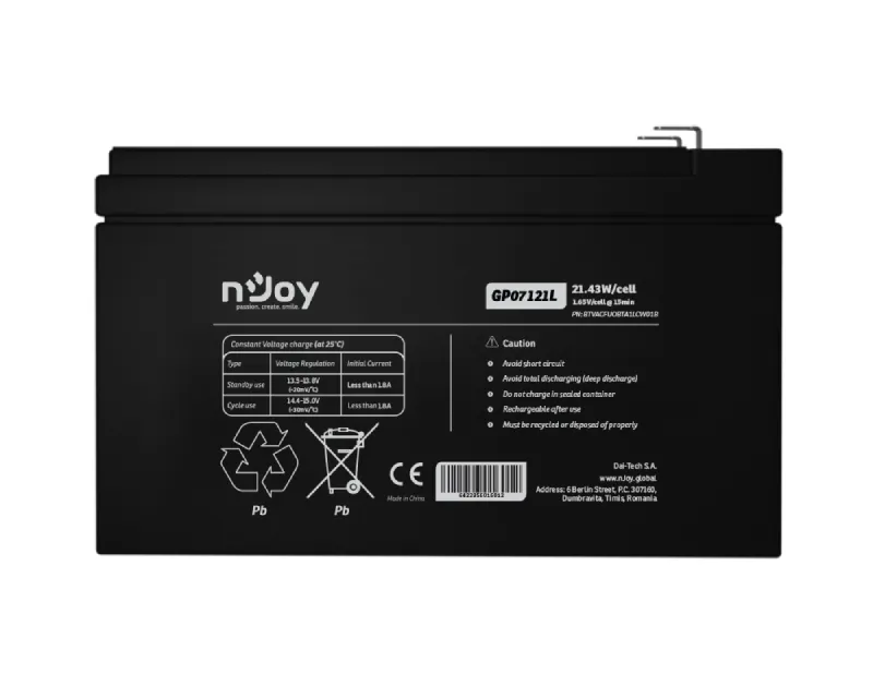NJOY GP07121L baterija za UPS 12V 5Ah (BTVACFUOBTA1LCW01B)  Slika 2